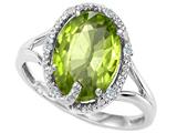 Tommaso Design™ Oval 10x8mm Genuine Peridot and Diamond Ring