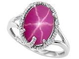 Tommaso Design™ Oval 10x8mm Created Star Ruby and Diamond Ring
