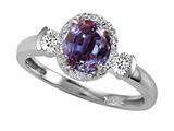 Tommaso Design™ Round 6mm Simulated Alexandrite And Diamond Ring