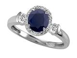 Tommaso Design™ Round 6mm Genuine Black Sapphire And Diamond Ring