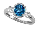 Tommaso Design™ Round 6mm Genuine Blue Topaz And Diamond Ring