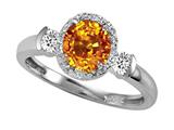 Tommaso Design™ Round 6mm Genuine Citrine And Diamond Ring