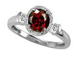 Tommaso Design™ Round 6mm Genuine Garnet And Diamond Ring