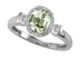 Tommaso Design™ Round 6mm Genuine Green Amethyst And Diamond Ring