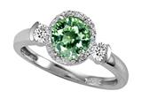 Tommaso Design™ Round 6mm Simulated Green Sapphire And Diamond Ring