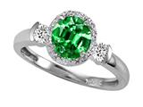 Tommaso Design™ Round 6mm Simulated Emerald And Diamond Ring