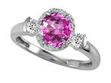 Tommaso Design™ Round 6mm Created Pink Sapphire And Diamond Ring