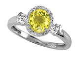 Tommaso Design™ Round 6mm Genuine Lemon Quartz And Diamond Ring