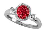 Tommaso Design™ Round Created  Ruby And Diamond Ring