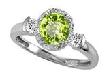 Tommaso Design™ Round 6mm Genuine Peridot And Diamond Ring