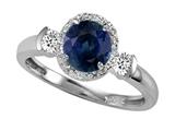 Tommaso Design™ Round 6mm Genuine Sapphire And Diamond Ring