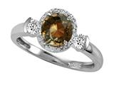 Tommaso Design™ Round 6mm Genuine Smoky Quartz And Diamond Ring