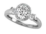 Tommaso Design™ Round 6mm Genuine White Topaz And Diamond Ring