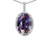 Tommaso Design™ Oval 10x8mm Simulated Alexandrite and Diamond Pendant