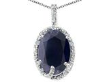 Tommaso Design™ Oval 10x8mm Genuine Black Sapphire and Diamond Pendant