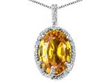 Tommaso Design™ Oval 10x8mm Genuine Citrine and Diamond Pendant