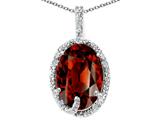 Tommaso Design™ Oval 10x8mm Genuine Garnet and Diamond Pendant