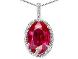 Tommaso Design™ Oval 10x8mm Created Ruby and Diamond Pendant