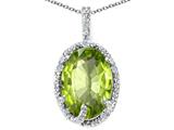 Tommaso Design™ Oval 10x8mm Genuine Peridot and Diamond Pendant