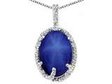 Tommaso Design™ Oval 10x8mm Created Star Sapphire and Diamond Pendant