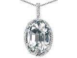 Tommaso Design™ Oval 10x8mm Genuine White Topaz and Diamond Pendant