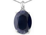 Tommaso Design™ Oval 12x10mm Genuine Black Sapphire and Diamond Pendant