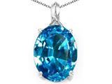 Tommaso Design™ Genuine Oval Blue Topaz and Diamond Pendant