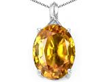Tommaso Design™ Oval 12x10mm Genuine Citrine and Diamond Pendant
