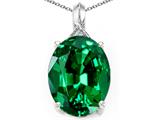 Tommaso Design™ Created Oval Emerald and Diamond Pendant
