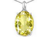 Tommaso Design™ Oval 12x10mm Genuine Lemon Quartz and Diamond Pendant