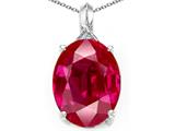 Tommaso Design™ Lab Created Oval Ruby and Diamond Pendant