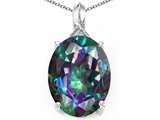 Tommaso Design™ Oval 12x10mm Rainbow Mystic Topaz and Diamond Pendant