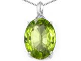 Tommaso Design™ Oval 12x10mm Genuine Peridot and Diamond Pendant