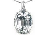 Tommaso Design™ Oval 12x10mm Genuine White Topaz and Diamond Pendant