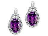 Tommaso Design™ Oval 8x6mm Genuine Amethyst and Diamond Earrings