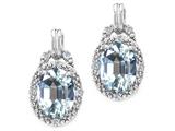 Tommaso Design™ Oval 8x6mm Genuine Aquamarine and Diamond Earrings