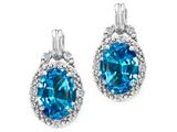 Tommaso Design™ Oval 8x6mm Genuine Black Topaz and Diamond Earrings