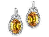 Tommaso Design™ Oval 8x6mm Genuine Citrine and Diamond Earrings