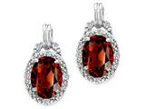 Tommaso Design™ Oval 8x6mm Genuine Garnet and Diamond Earrings