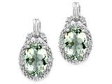 Tommaso Design™ Oval 8x6mm Genuine Green Amethyst and Diamond Earrings