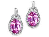 Tommaso Design™ Oval 8x6mm Simulated Pink Tourmaline And Diamond Earrings