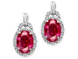 Tommaso Design™ Oval 8x6mm Created Ruby and Diamond Earrings
