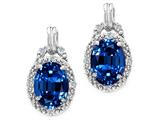 Tommaso Design™ Oval 8x6mm Created Sapphire and Diamond Earrings
