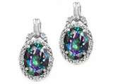 Tommaso Design™ Oval 8x6mm Rainbow Mystic Topaz and Diamond Earrings