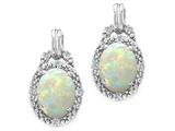 Tommaso Design™ Oval 8x6mm Genuine Opal and Diamond Earrings