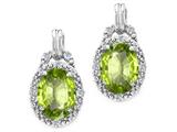 Tommaso Design™ Oval 8x6mm Genuine Peridot and Diamond Earrings