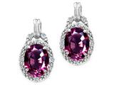 Tommaso Design™ Oval 8x6mm Genuine Rhodolite and Diamond Earrings