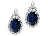 Tommaso Design™ Oval 8x6mm Genuine Sapphire and Diamond Earrings