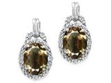 Tommaso Design™ Oval 8x6mm Genuine Smoky Quartz and Diamond Earrings