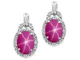 Tommaso Design™ Oval 8x6mm Created Star Ruby and Diamond Earrings